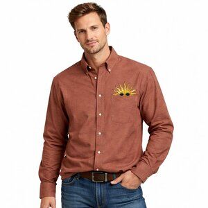 Men's Shirt Size 15.5 32/33 The Arrow Company Button Down Sun/Stars Accent